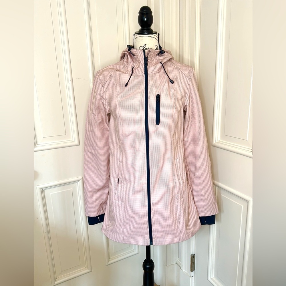 🌸 Nautica Softshell Rain Jacket – Pink w/ Black Polka Dots | Size S | Spring